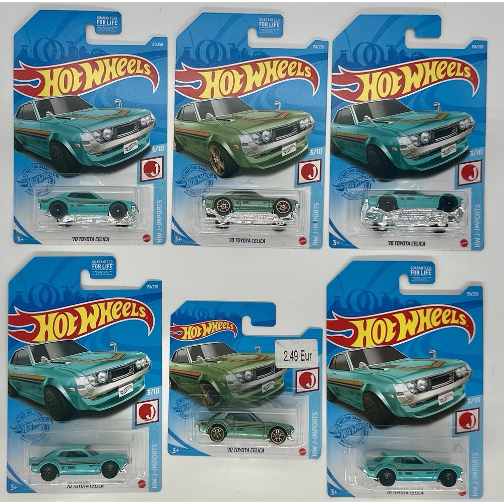 Hot Wheels '70 Toyota Celica Lot of 6 HW J-Imports Green Teal Short Card 1:64